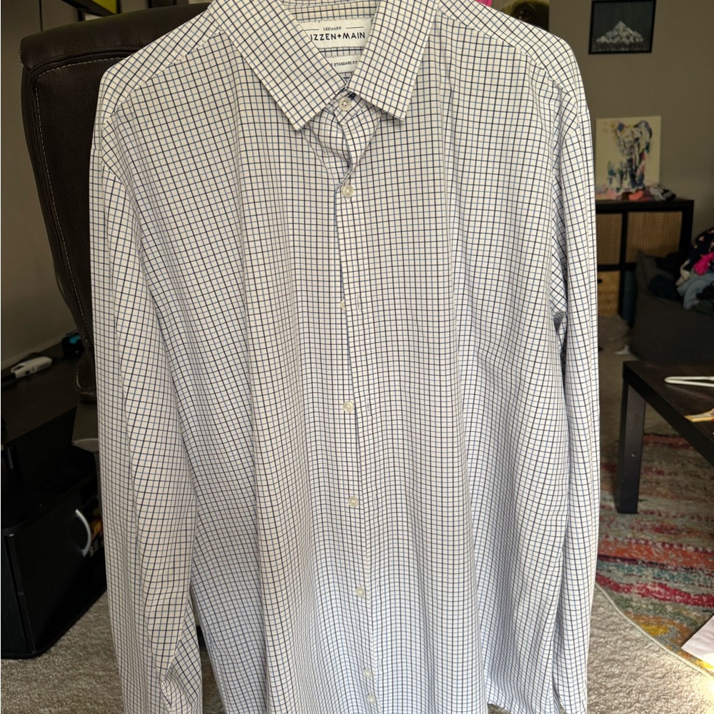 Mizzen+Main Men's Grid Pattern Shirt - Black and White